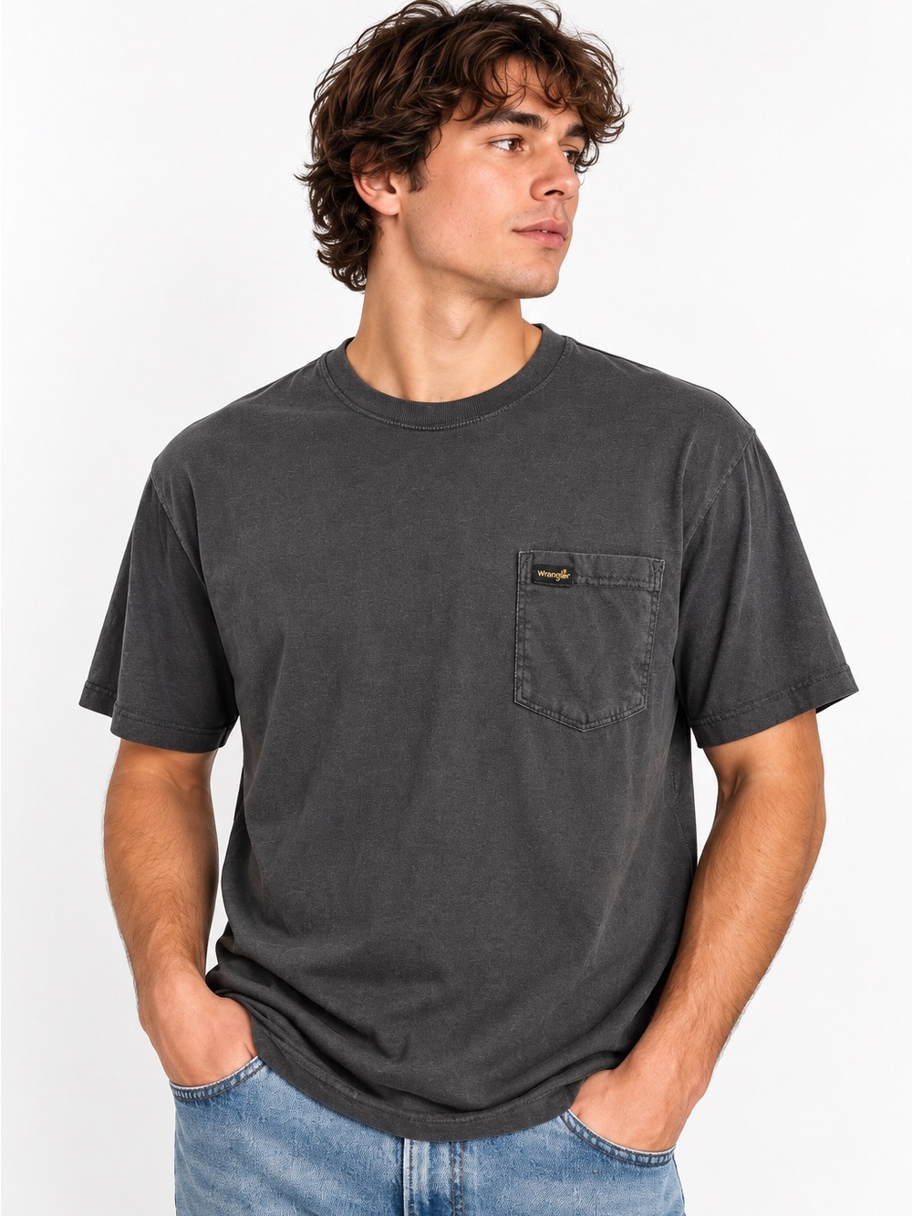 Wrangler Men’s Charcoal Gray Pocket T-Shirt Size Large 100% Cotton